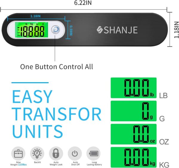 SHANJE Luggage Weight Scale for Suitcases 110 Lbs World Cup Travel Accessories High Precision Travel Digital Hanging Scales 50kg - Image 4