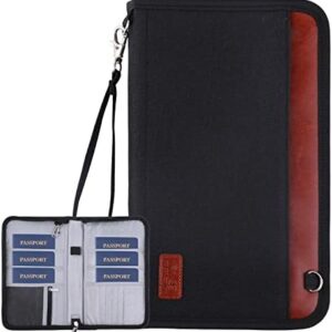 GOAUS Passport Wallet Travel Document Organizer [Extra Large] Zippered Case RFID Blocking, Multiple Passport Holder for Family of 4 to 6