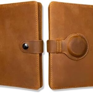 Genuine Leather AirTag Passport Holder and Wallet For Men and Women RFID Blocking For Secure Traveling and Documentation Organizer (Brown)