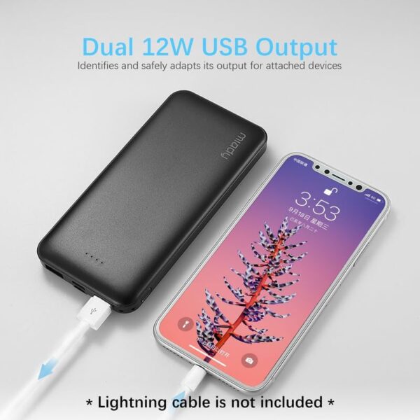 Miady 2-Pack 10000mAh Dual USB Portable Charger, USB-C Fast Charging Power Bank, Backup Charger for iPhone 15/14/13, Galaxy S23/22, Pixel and etc - Image 3