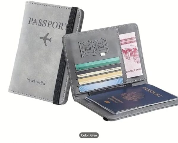 Passport Holder,RFID Thin Passport Wallet, Leather Surface, Multi Functional Wallet, Travel Passport Holder, Cute Card Holder (Gray,Pink) (Pink) - Image 3