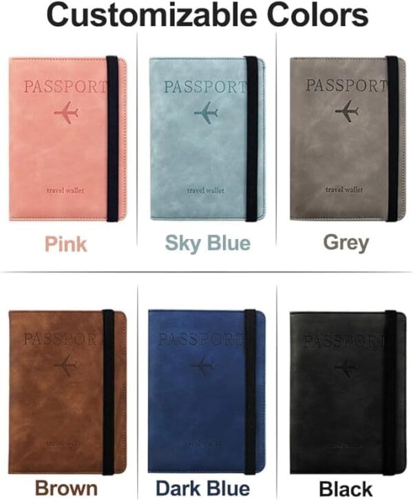 Passport Holder,RFID Thin Passport Wallet, Leather Surface, Multi Functional Wallet, Travel Passport Holder, Cute Card Holder (Gray,Pink) (Pink) - Image 4