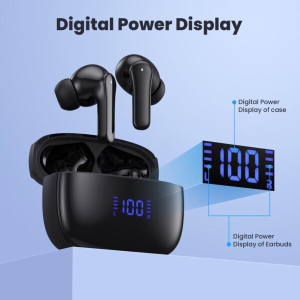 Wireless Earbuds,Bluetooth 5.3 Headphones 64Hrs Playback LED Power Display with Wireless Charging Case IPX5 Waterproof Hi-Fi Stereo in-Ear Headphones Build-in Dual Mic for Laptop iPhone Android Phone - Image 4