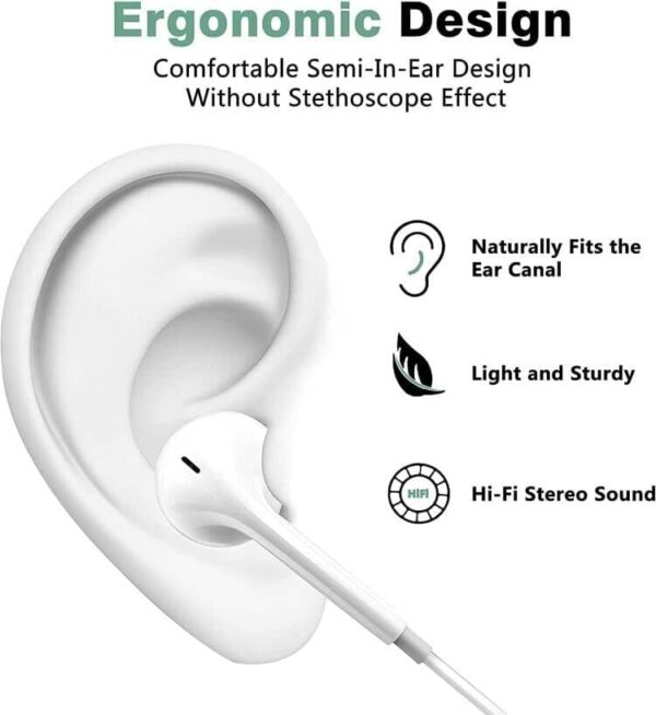 2 Pack Wired Earbuds with Microphone, In Ear Earphones HiFi Stereo, Powerful Bass, 3.5mm Headphone Plug for iPhone, iPad, Samsung, Android, MP3, Laptop, Computer, Tablet, Most 3.5mm Jack Audio Devices - Image 4